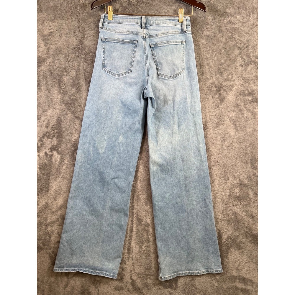 Quince Jeans Womens 27x31 Stretch High Rise Wide Leg Light Wash Distressed - Picture 2 of 16